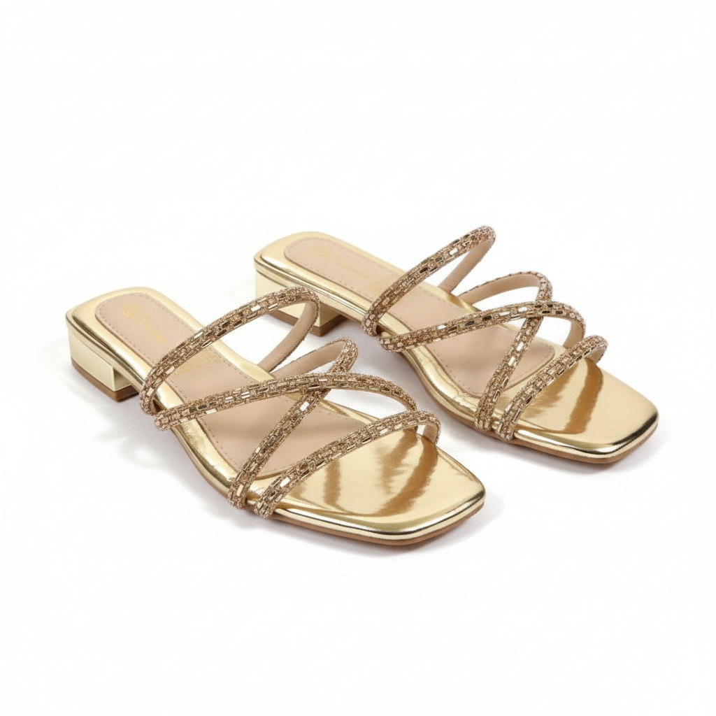 High Square Heel Mules Sandals.