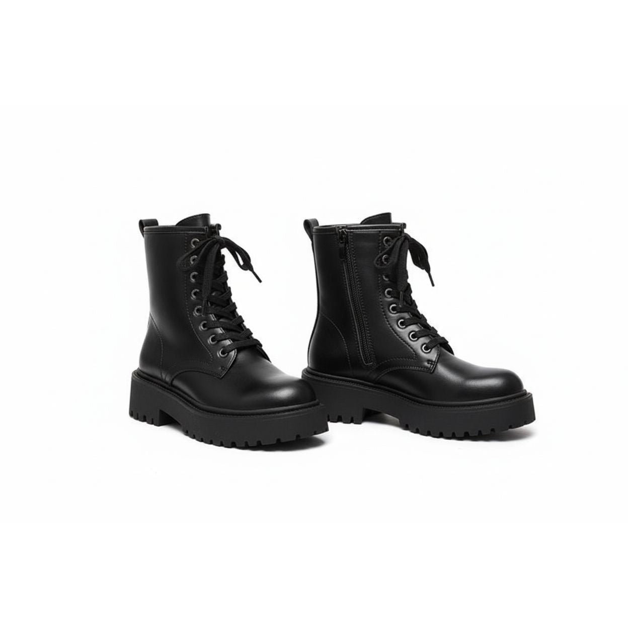 靴 extreme chunky sole combat boots mode Minimalist Lace-Up Front Combat Boots | Yellow Sub Trading