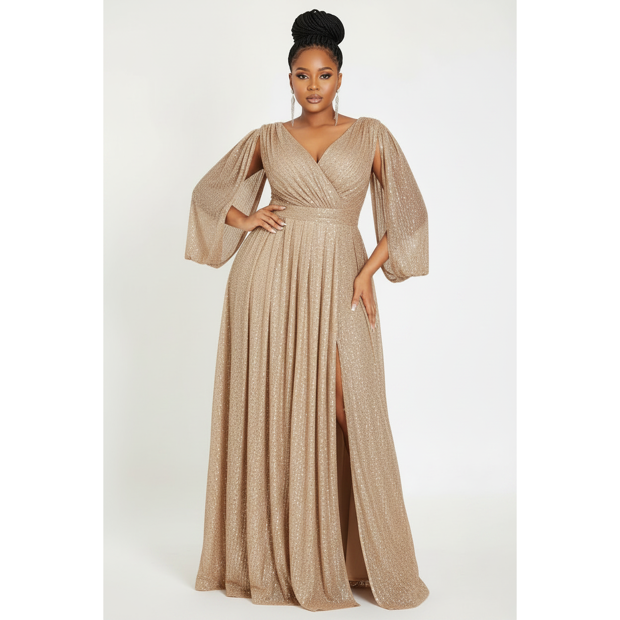 Sexy V-Neck Glitter Slit Dress – YELLOW SUB TRADING