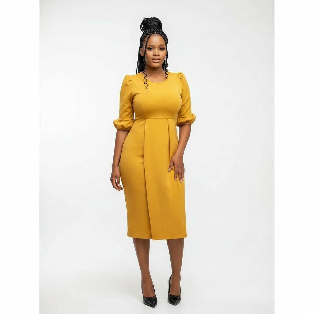 3 Quarter Sleeve Midi Bodycon Dress – YELLOW SUB TRADING