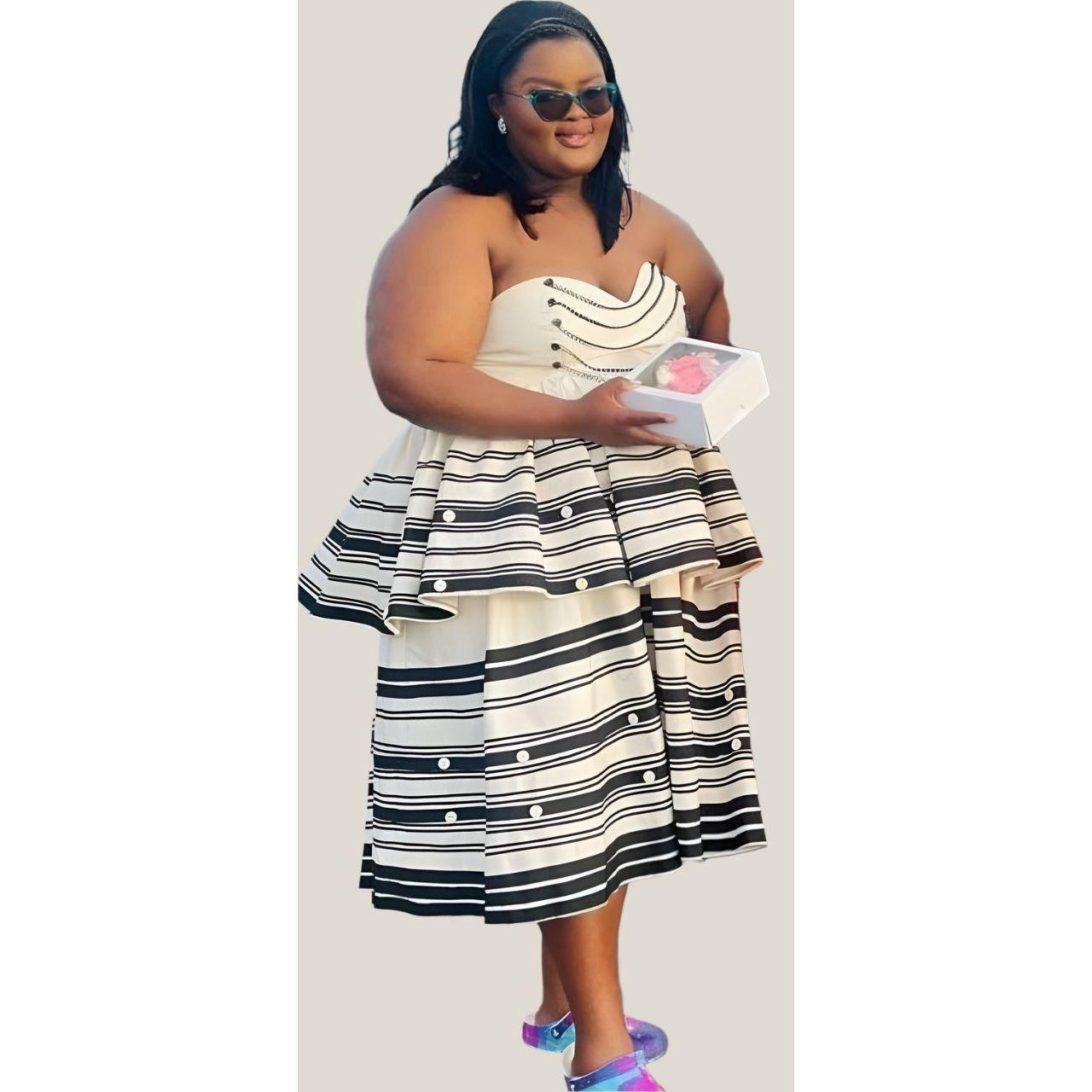 Sleeveless Printed Xhosa Midi Traditional Dress. YELLOW SUB TRADING Sleeveless Printed Xhosa Midi Traditional Dress. YELLOW SUB TRADING