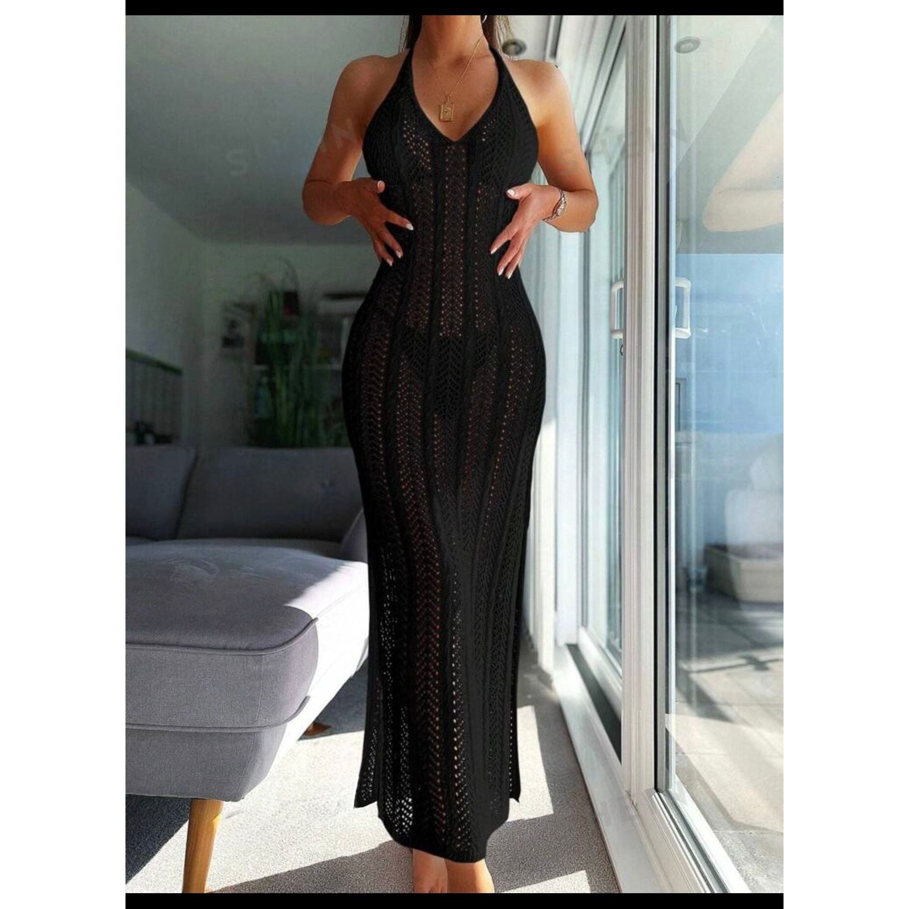 Backless Crochet Knitted Bikini Cover Up Dress. – YELLOW SUB TRADING