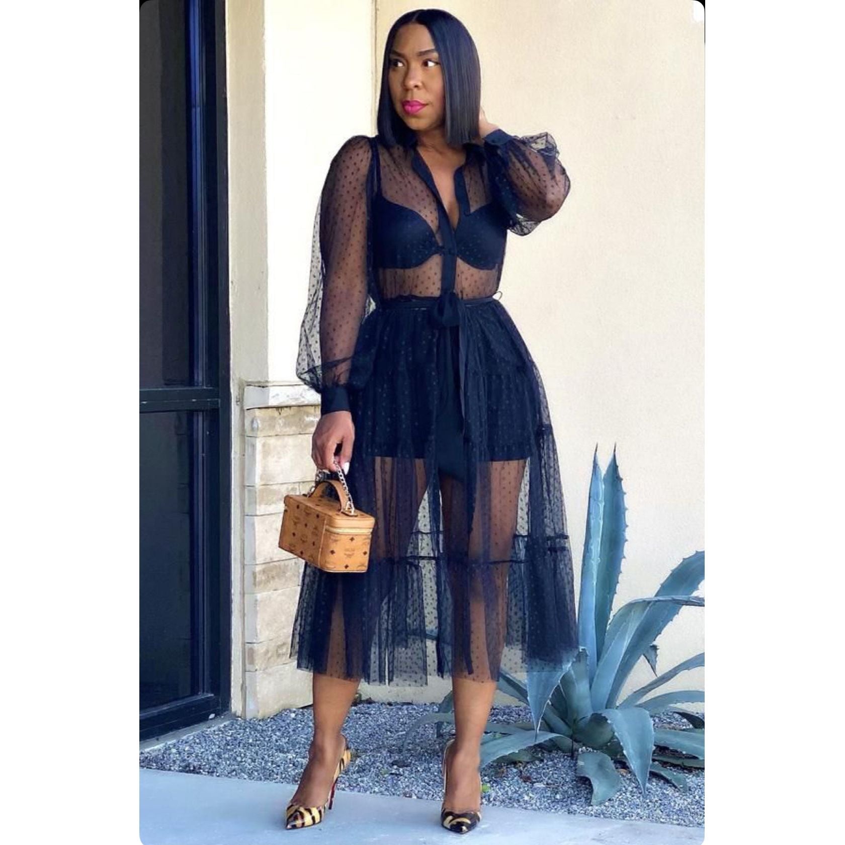 Mesh See Through Dress YELLOW SUB TRADING Mesh See Through Dress YELLOW SUB TRADING