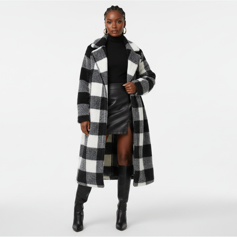 Plus Size Collar Plaid Lace Up Casual Long Jacket – YELLOW SUB TRADING