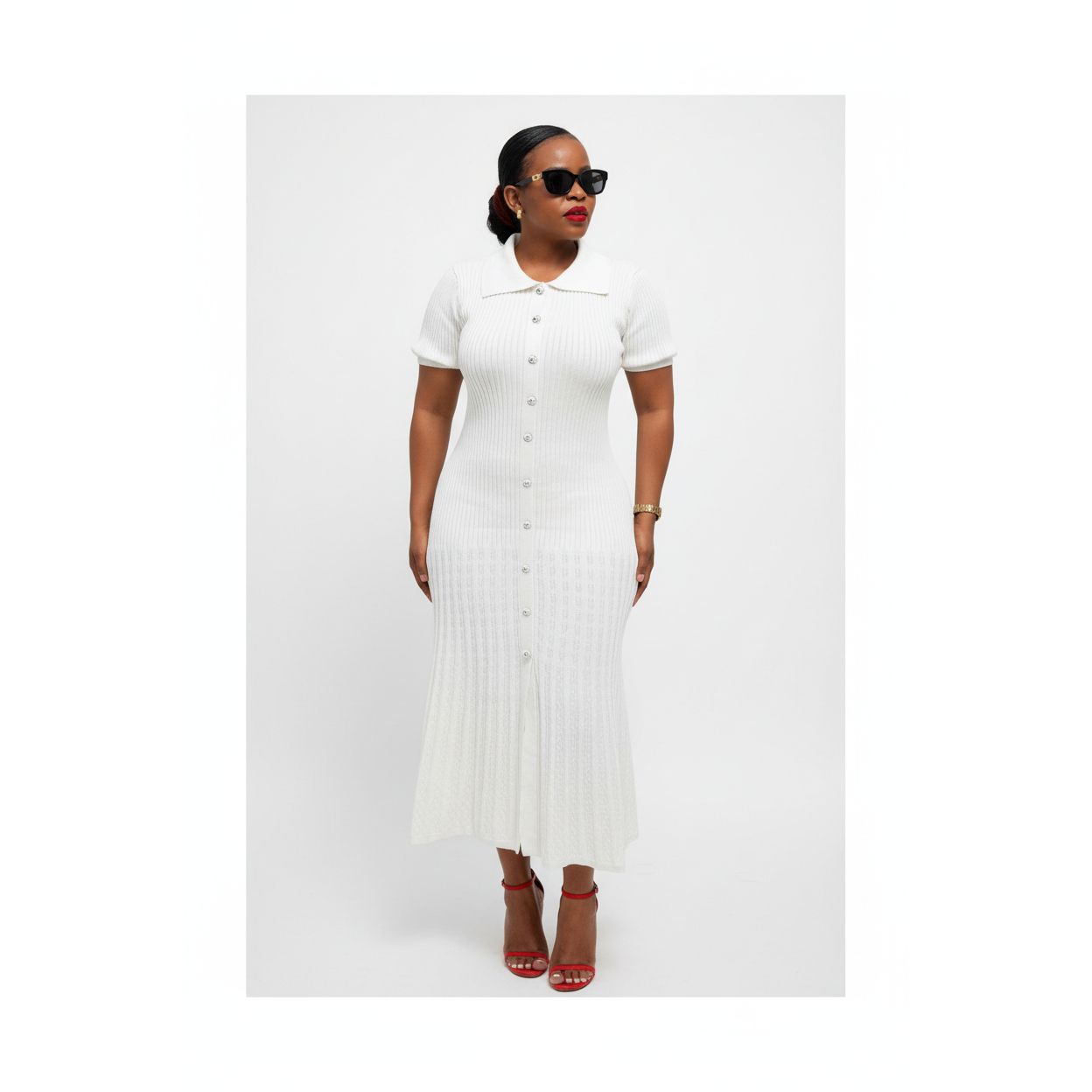 Buttons Knitting Ribbed Bodycon Midi Dress – YELLOW SUB TRADING