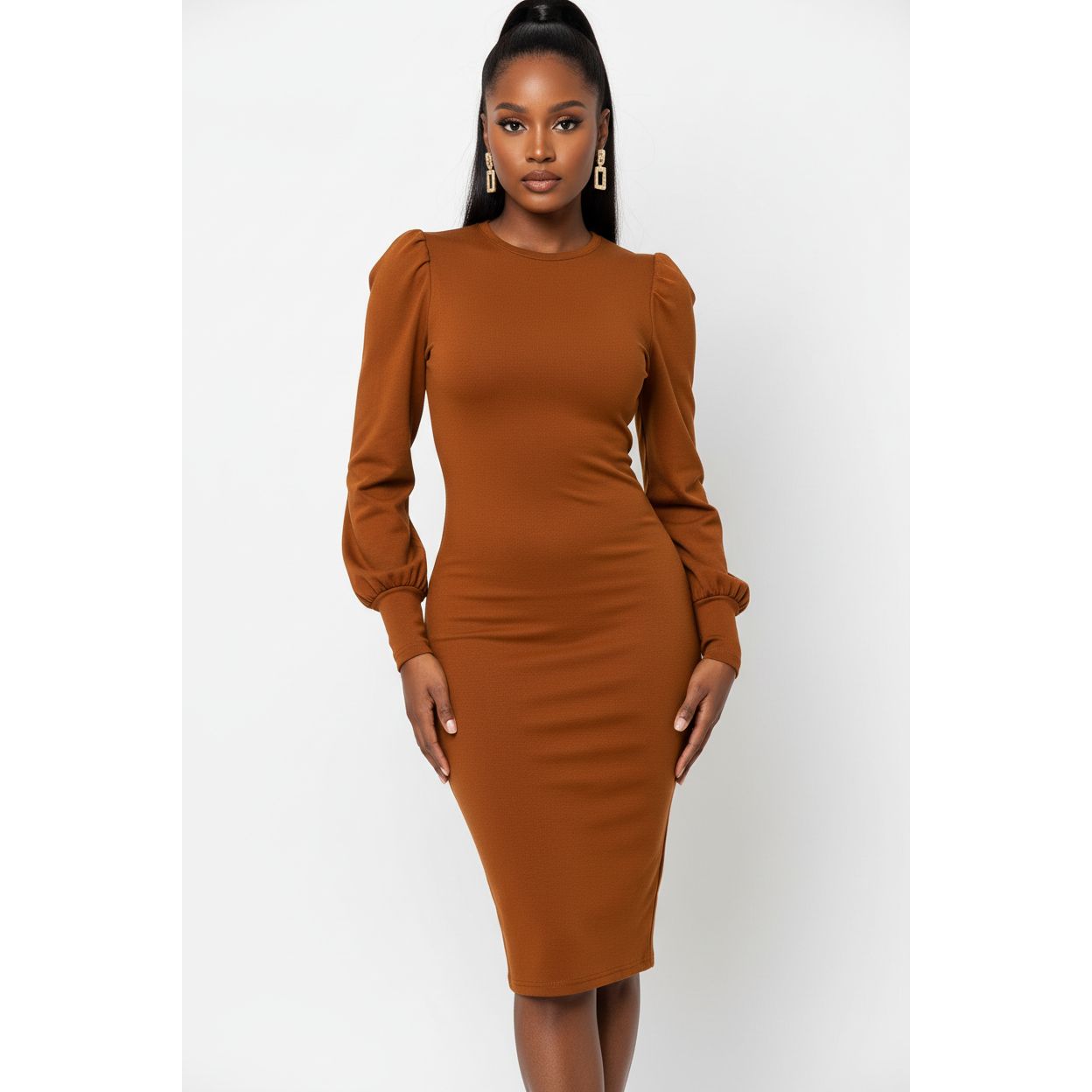 Long Sleeve Turtleneck A-Line Midi Dress – YELLOW SUB TRADING