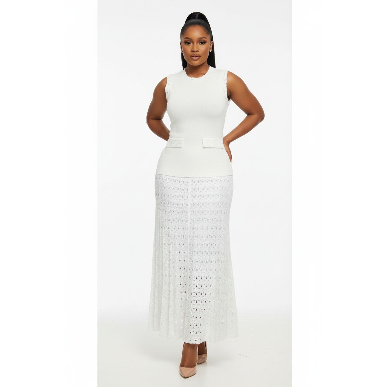 A-Line Dress with Pleated Back Panel 63431