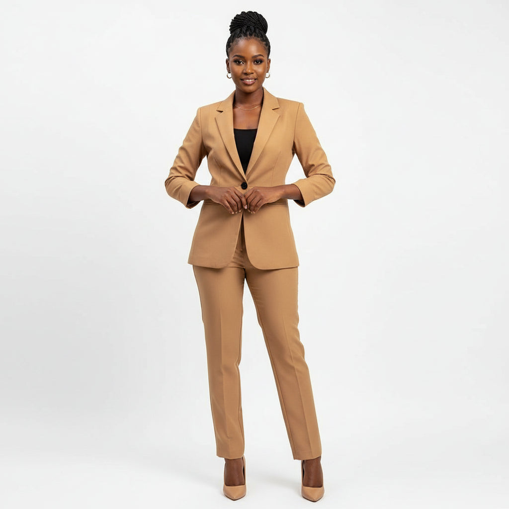 3/4 Sleeve Blazer And Formal Pants Set  YELLOW SUB TRADING