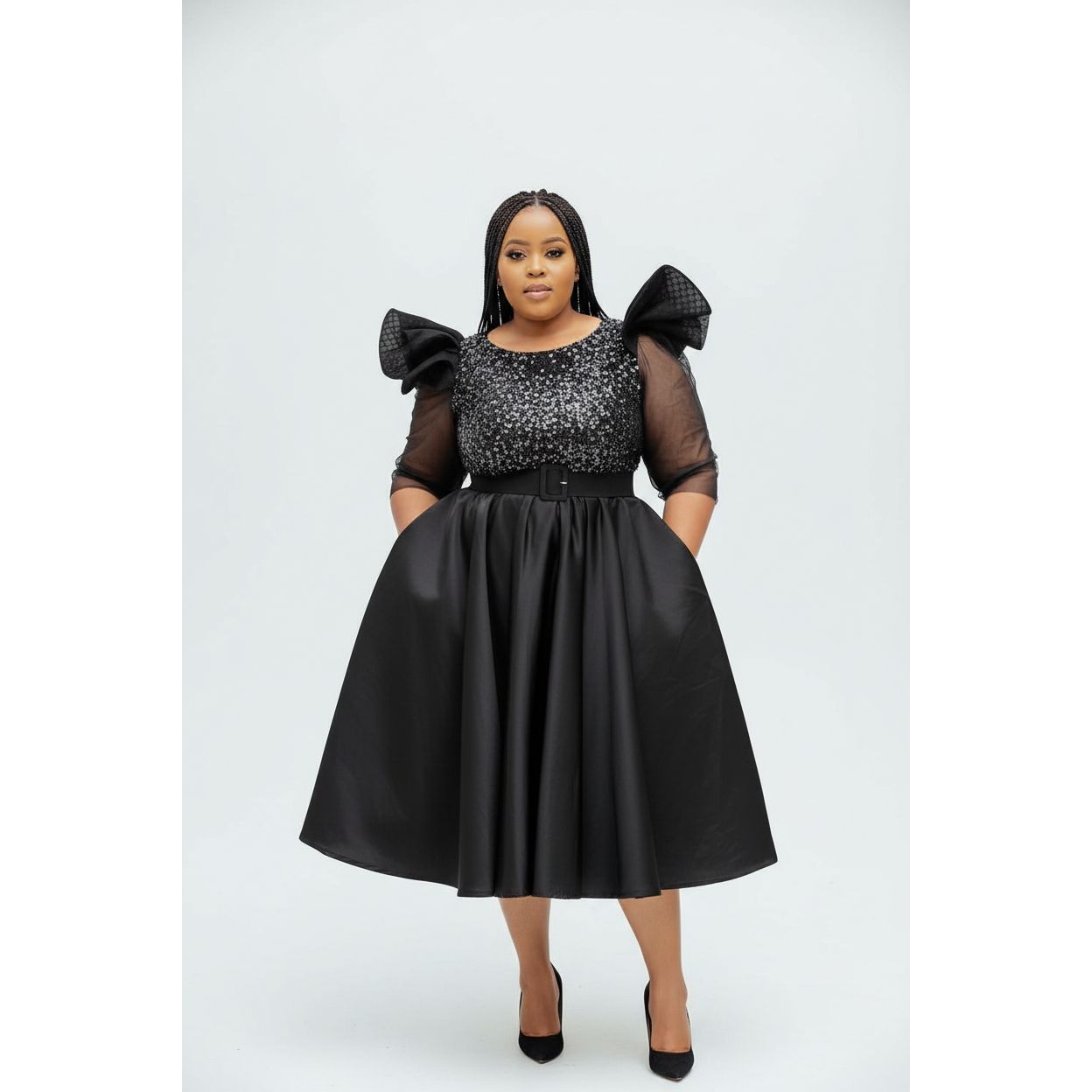 slim fit dress slacks Plus Size Duchess Midi Dress – YELLOW SUB TRADING
