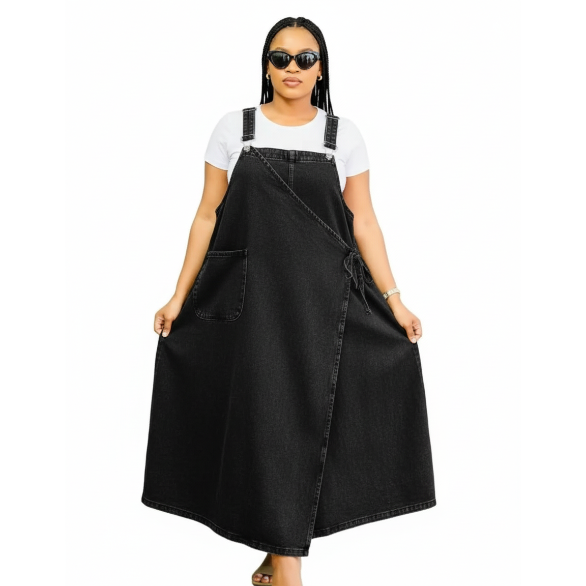 Plus Size Loose-Fit Grey Denim Overalls Dress – YELLOW SUB TRADING