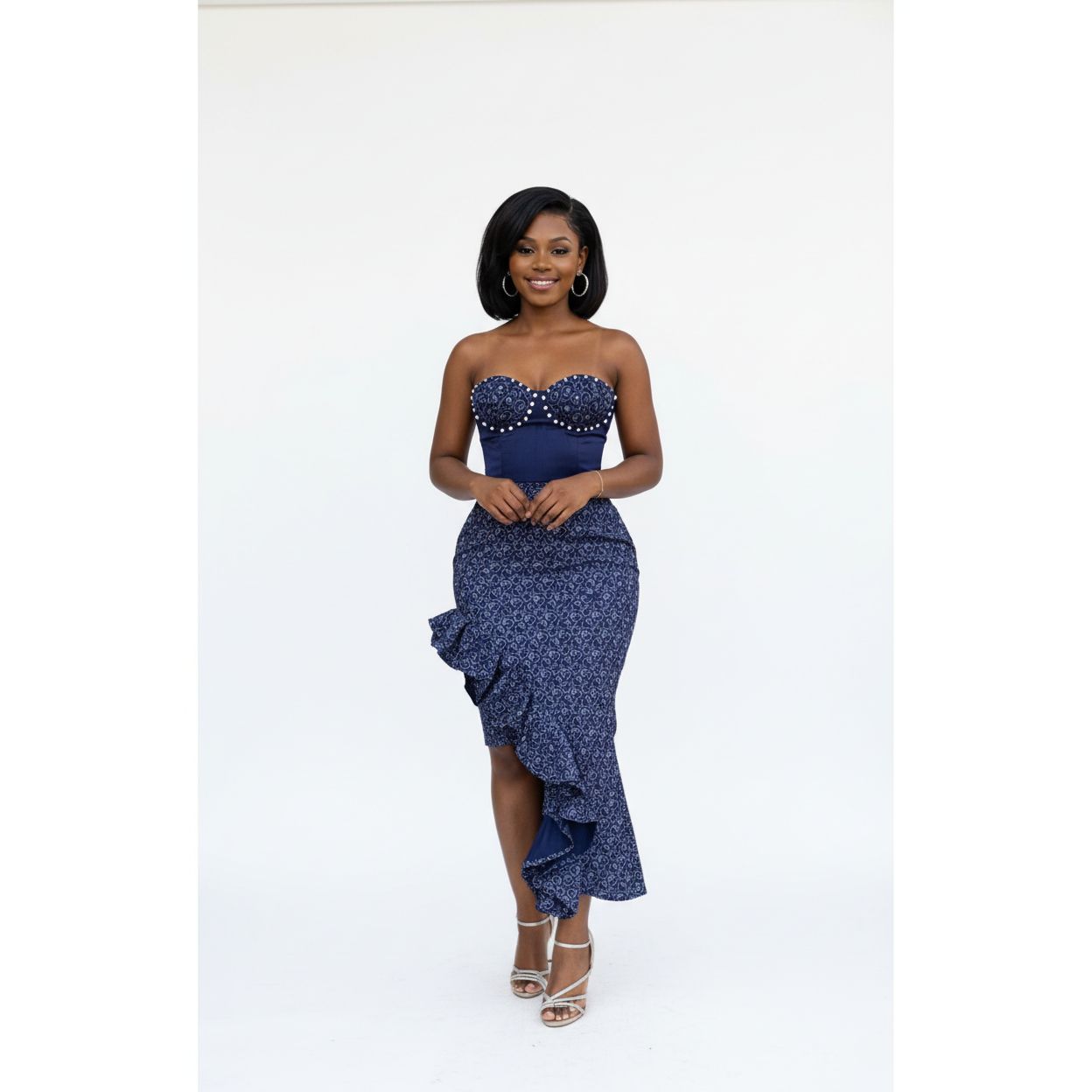 Off-shoulder Shweshwe Print Detail Dress – YELLOW SUB TRADING