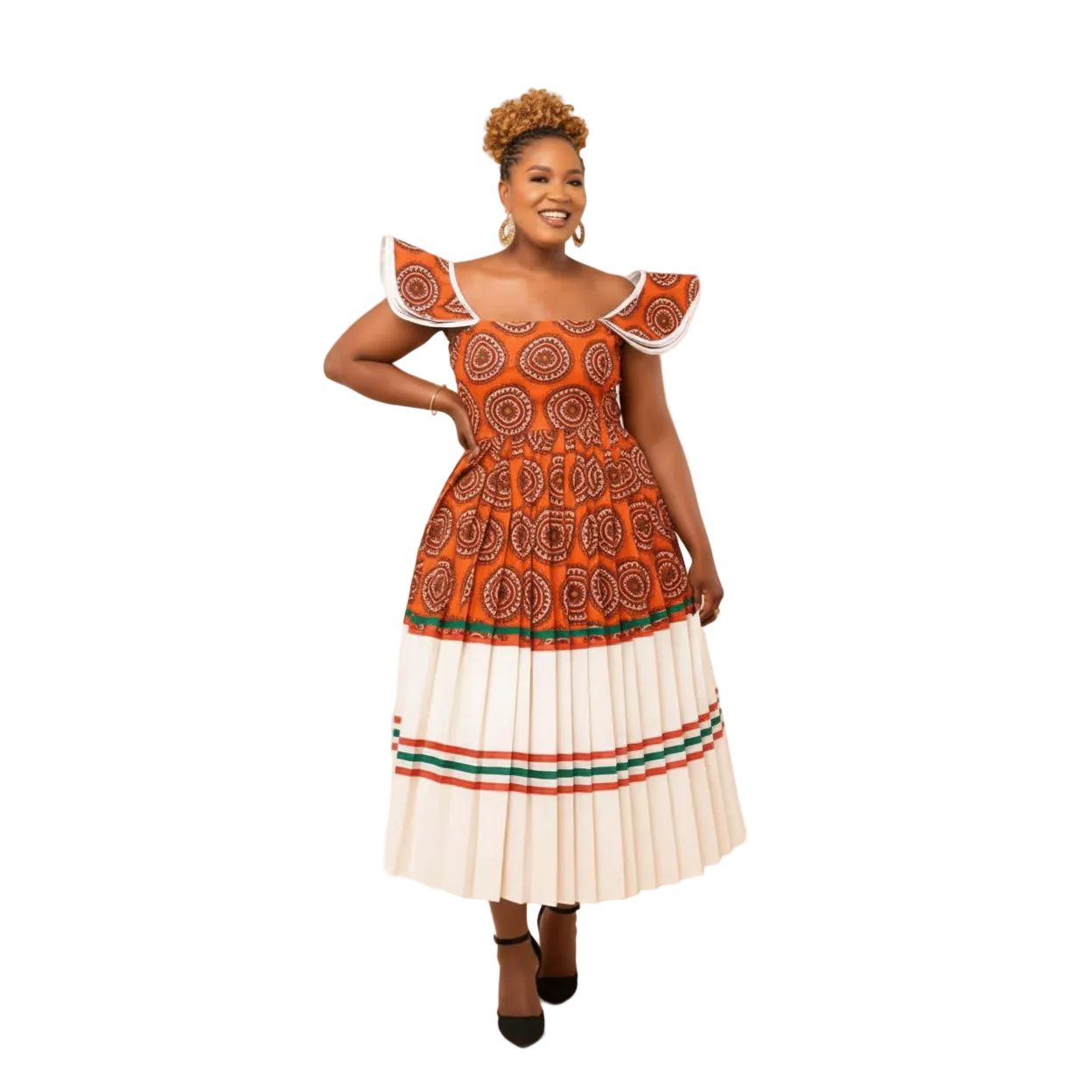 African Ankara Traditional Flare Dress – YELLOW SUB TRADING