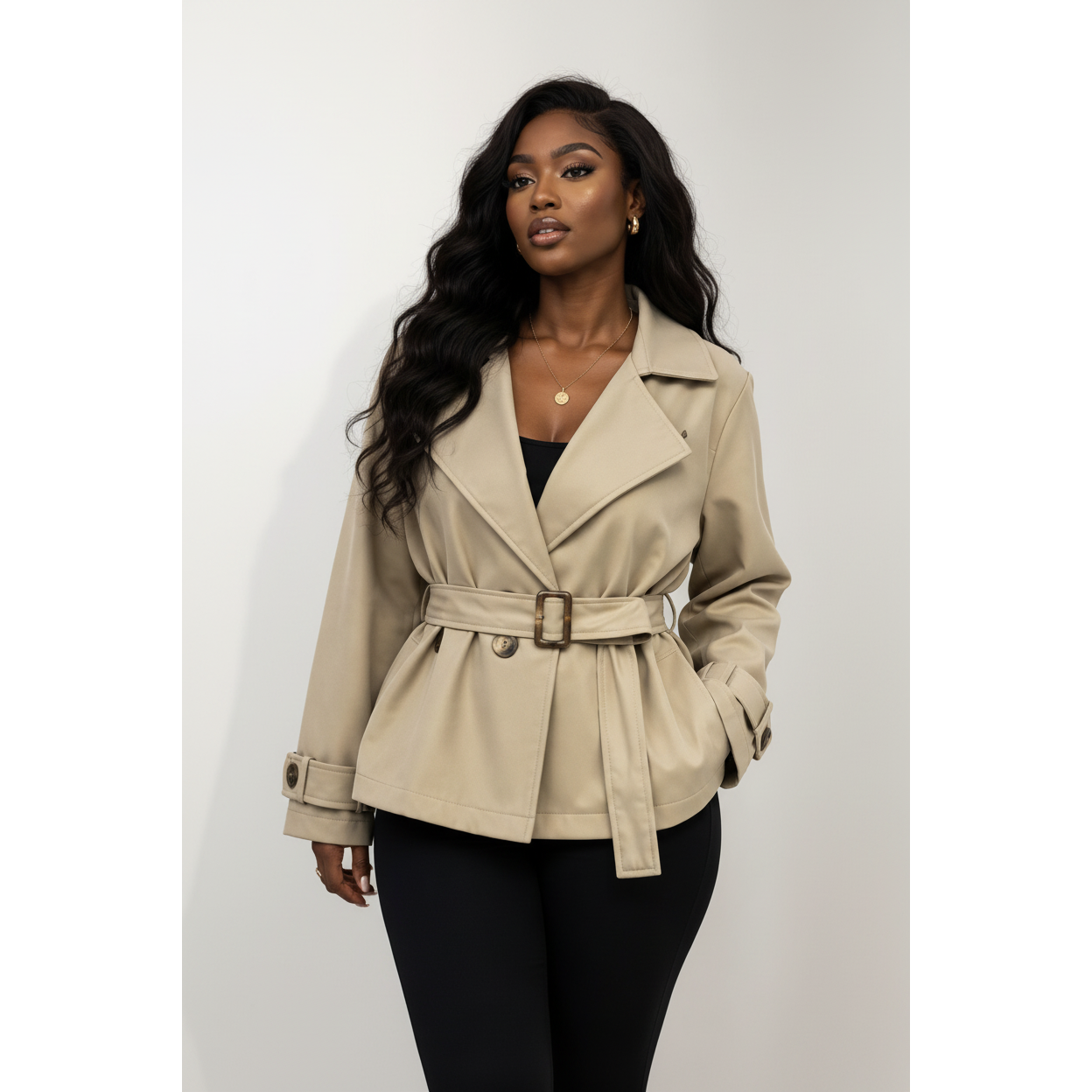 Plus Size Short Double-Breasted Trench Coat – YELLOW SUB TRADING