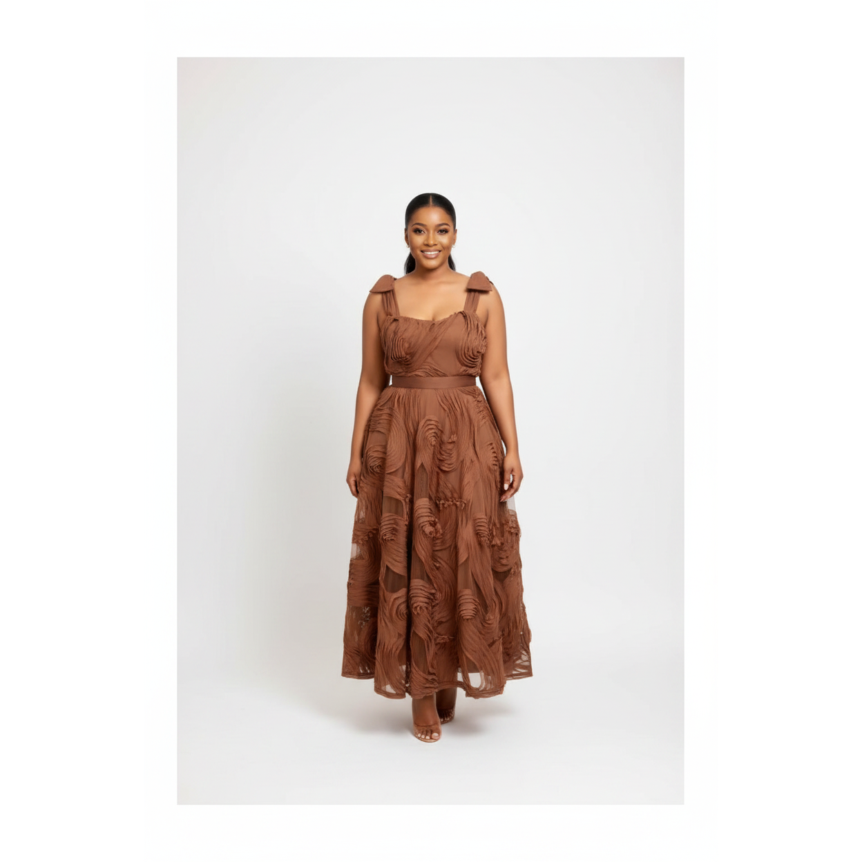 Plus Size Textured Woven Tie-Strap Midaxi Dress – YELLOW SUB TRADING