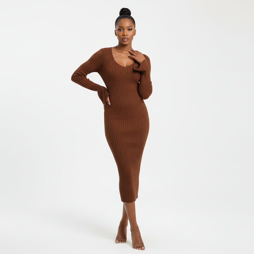 Knitted Bodycon Long Sleeve Dress – YELLOW SUB TRADING