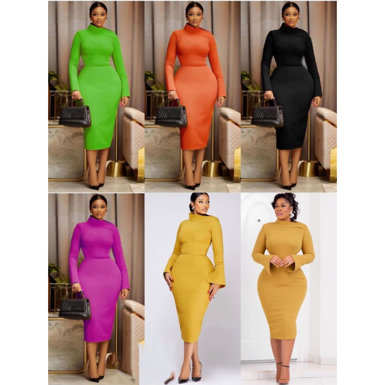 Long Sleeve Bodycon Dress YELLOW SUB TRADING Long Sleeve Bodycon Dress YELLOW SUB TRADING