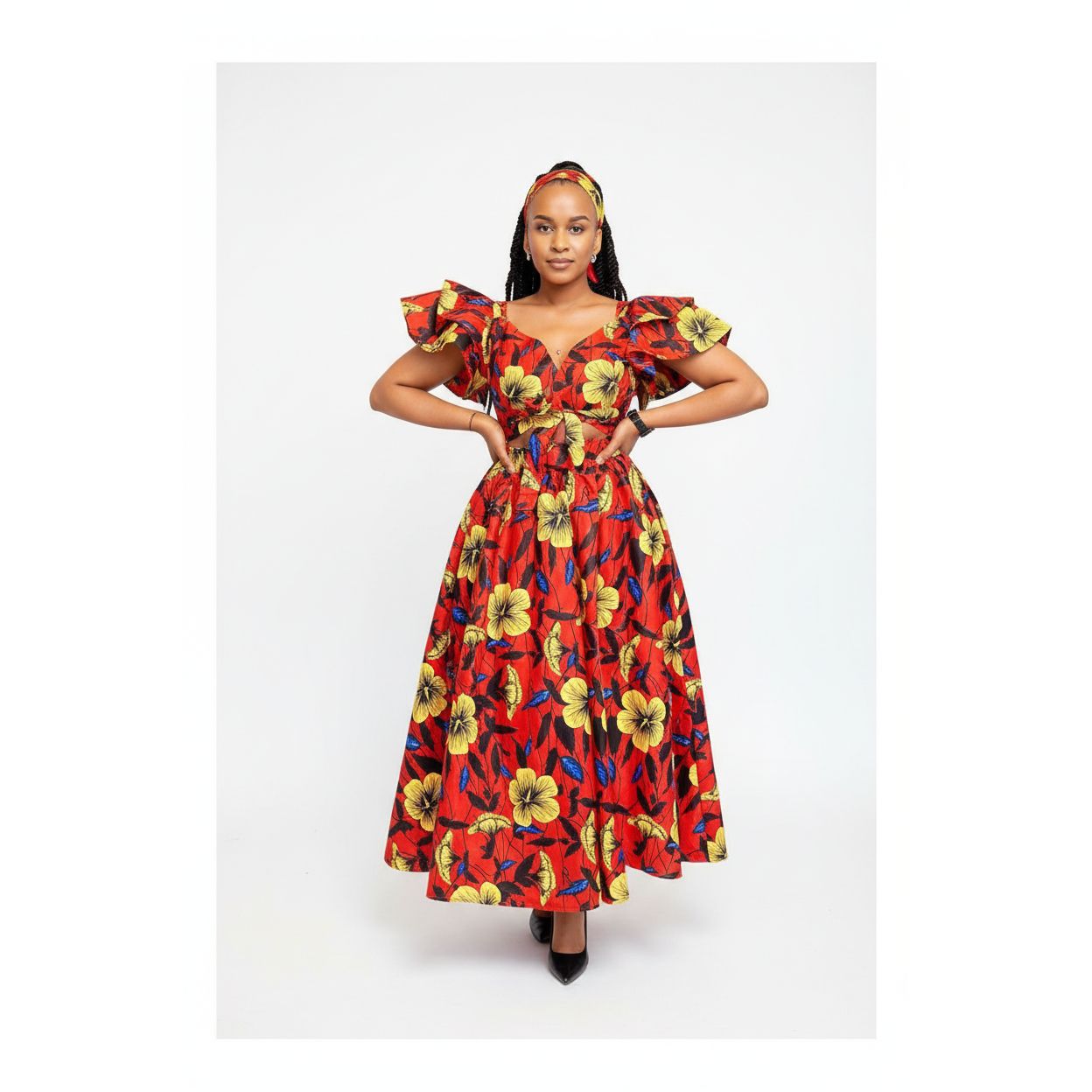Floral V-Neck Slit Maxi Dress YELLOW SUB TRADING Floral V-Neck Slit Maxi Dress YELLOW SUB TRADING