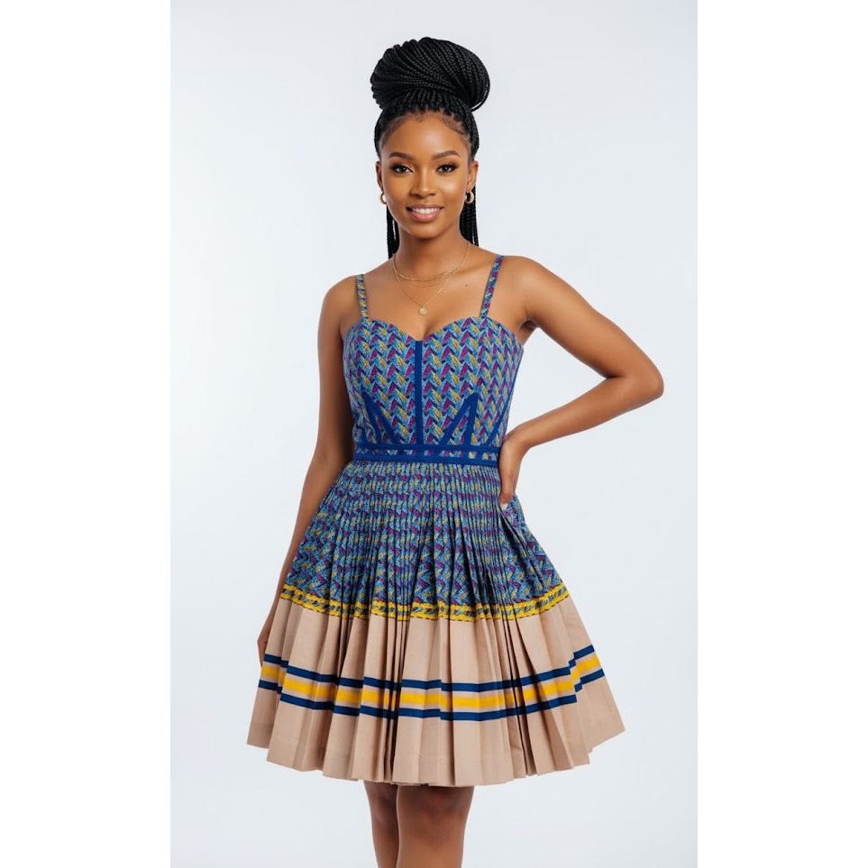 Sleeveless South African traditional Sepedi Midi Dress – YELLOW SUB TRADING
