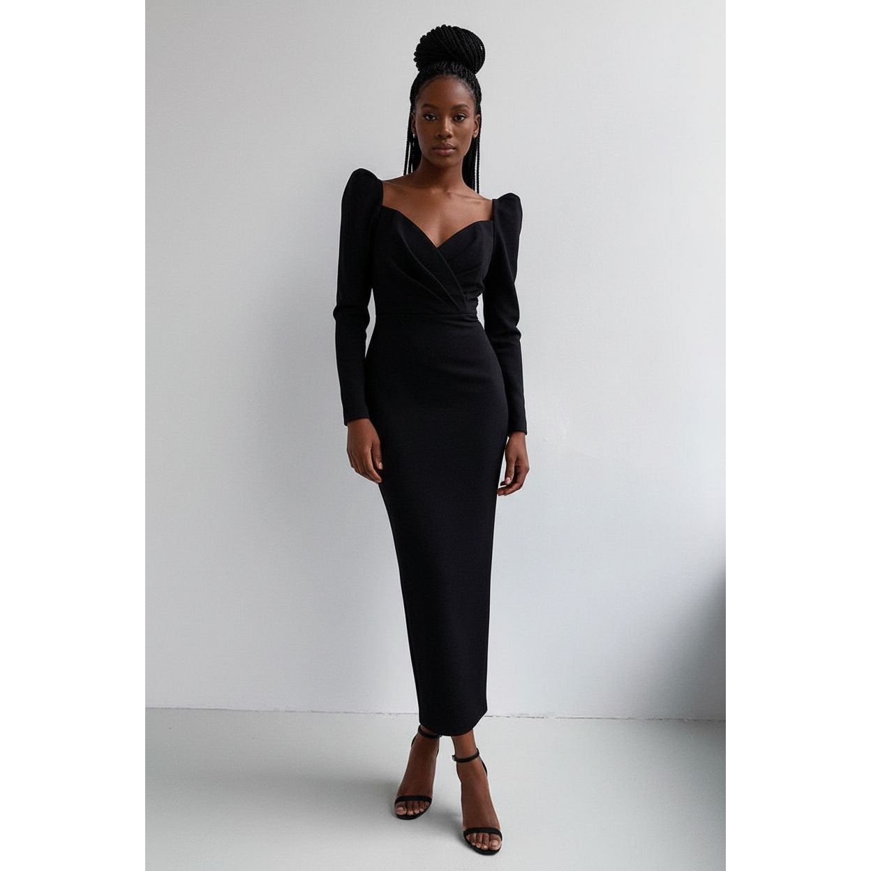 V Neck Long Sleeve Pencil Dress