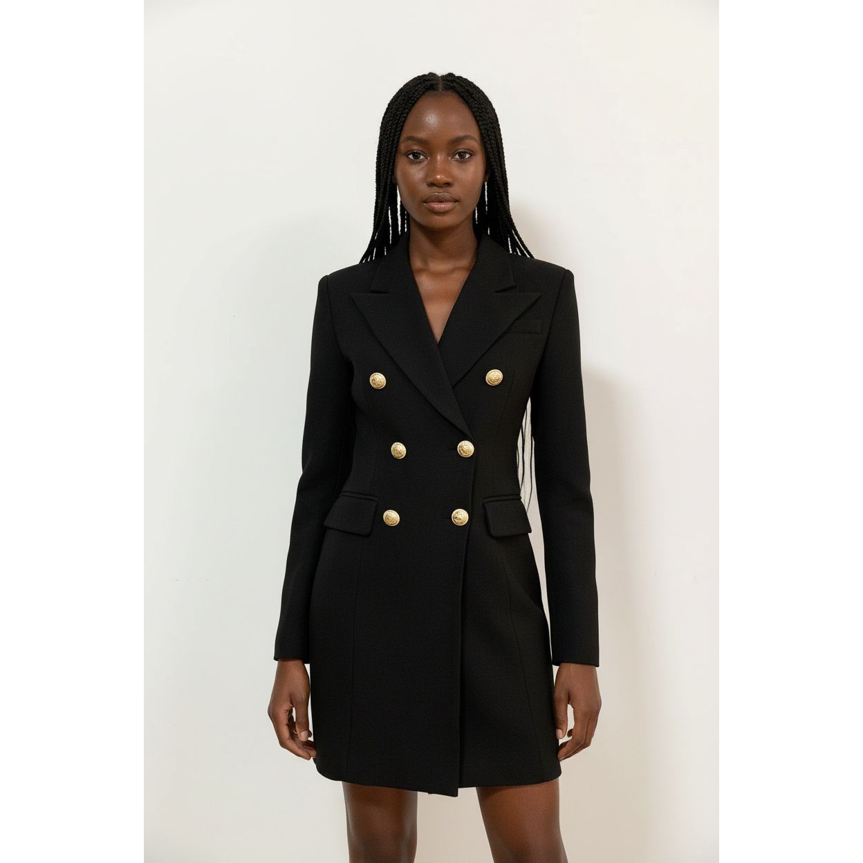 V-Neck Double Double Breasted Blazer Dress YELLOW SUB TRADING V-Neck Double Double Breasted Blazer Dress YELLOW SUB TRADING