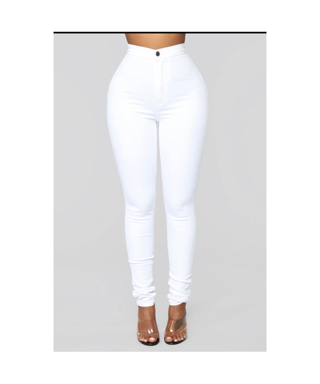 High Waisted White Skinny Jeans 