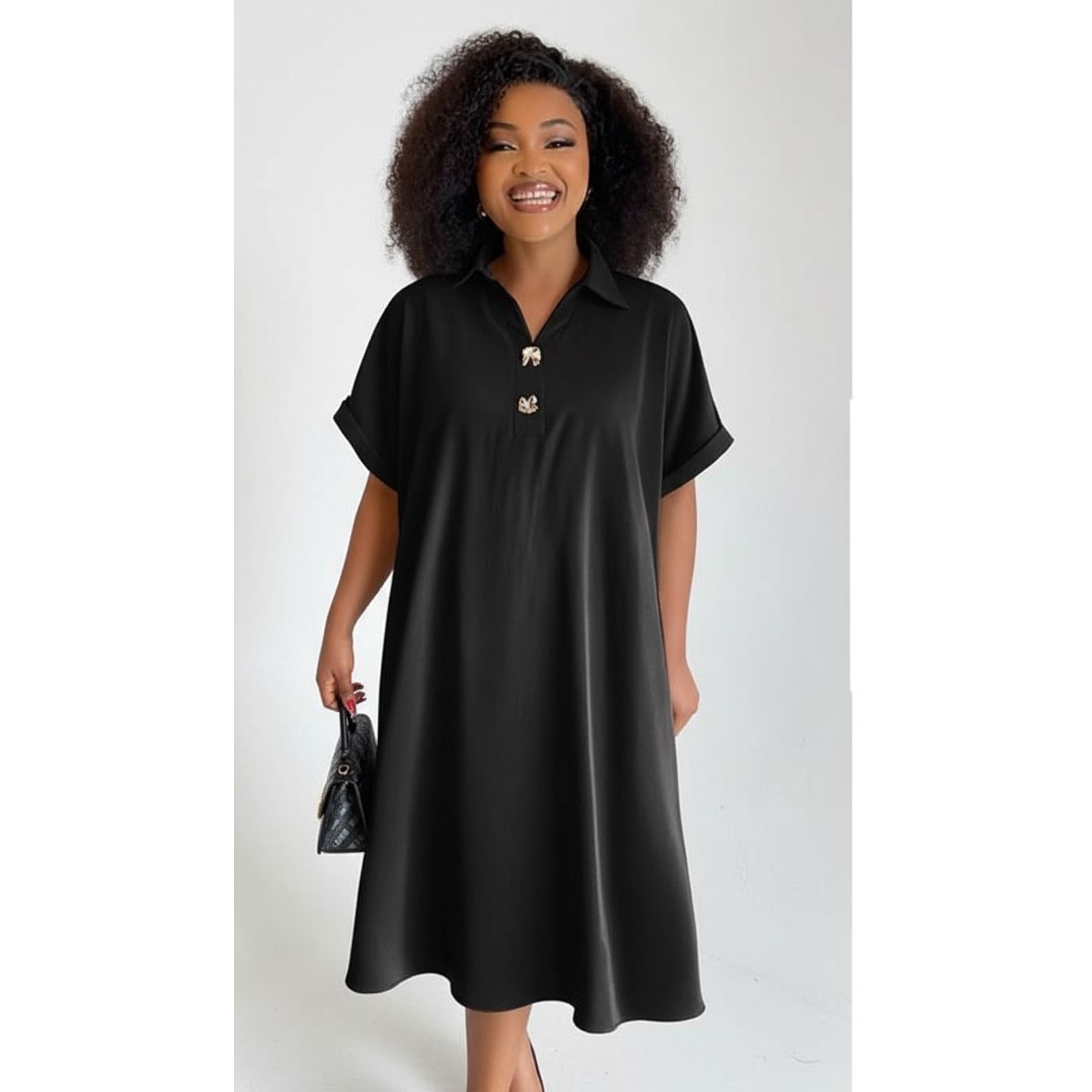 Casual Collar Midi Dress.