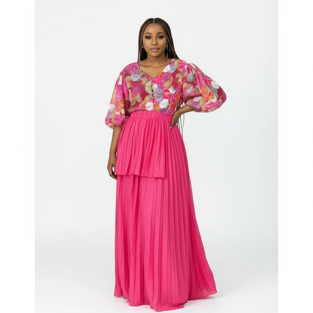 Pleated Skirt and Crop Top Set