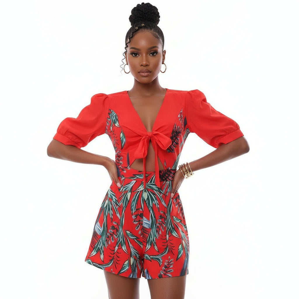 Floral Short Sleeve Jumpsuit