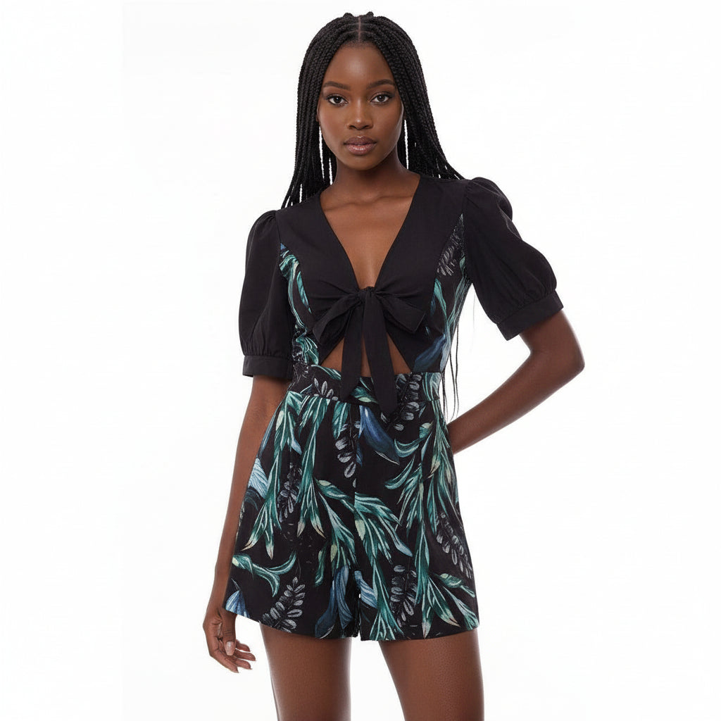 Floral Short Sleeve Jumpsuit