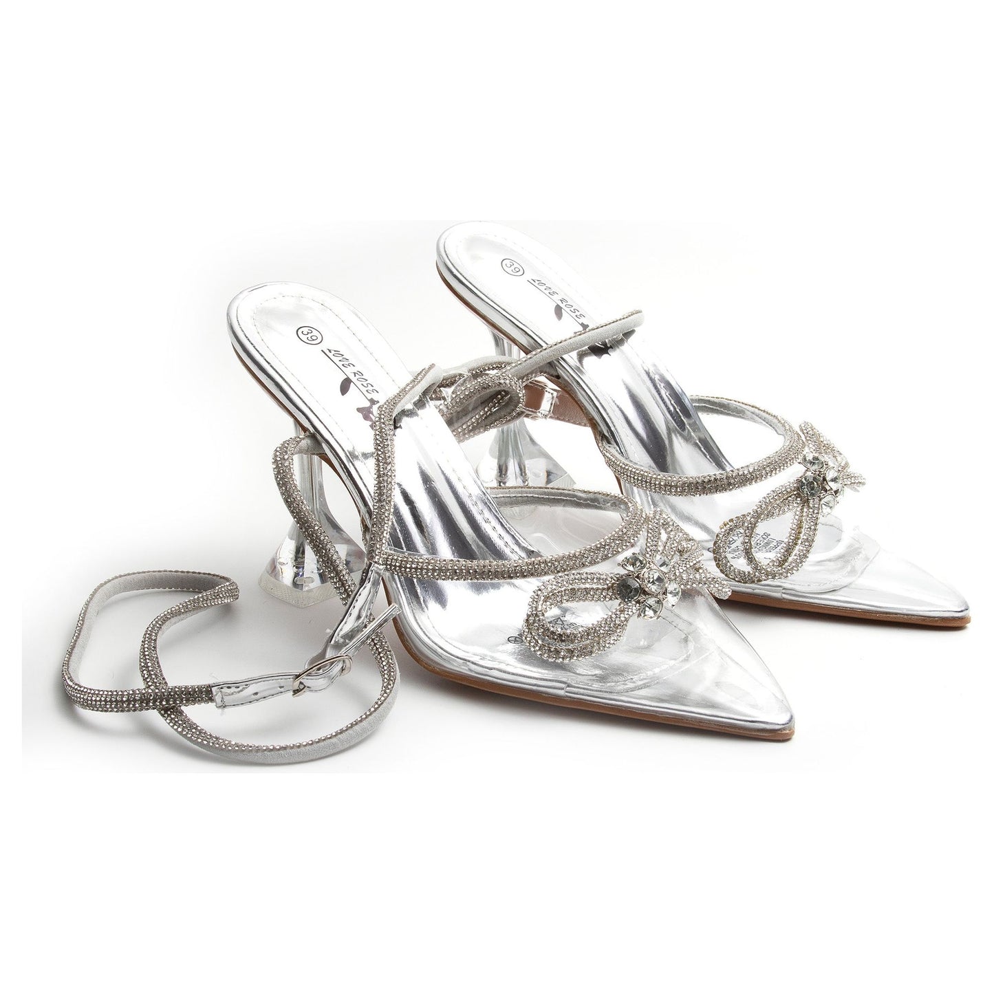 Rhinestone Bow Knot Short Heel