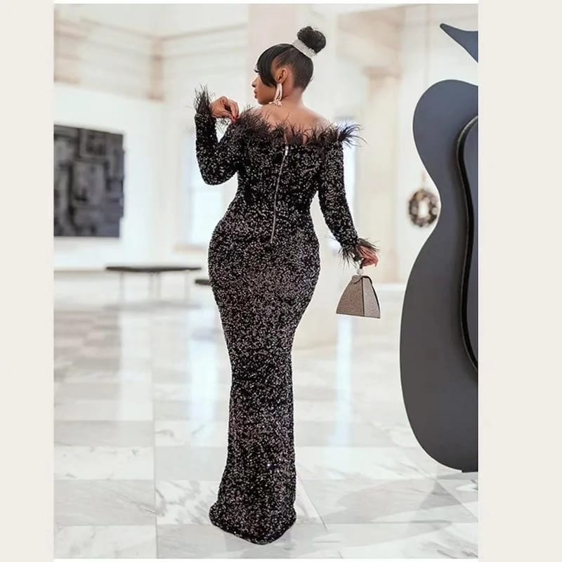 Fur Glitter Dinner Dress YELLOW SUB TRADING Fur Glitter Dinner Dress YELLOW SUB TRADING