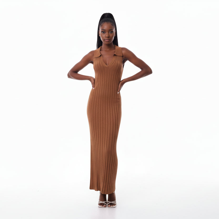 Sleeveless Ribbed Knit Maxi Dress