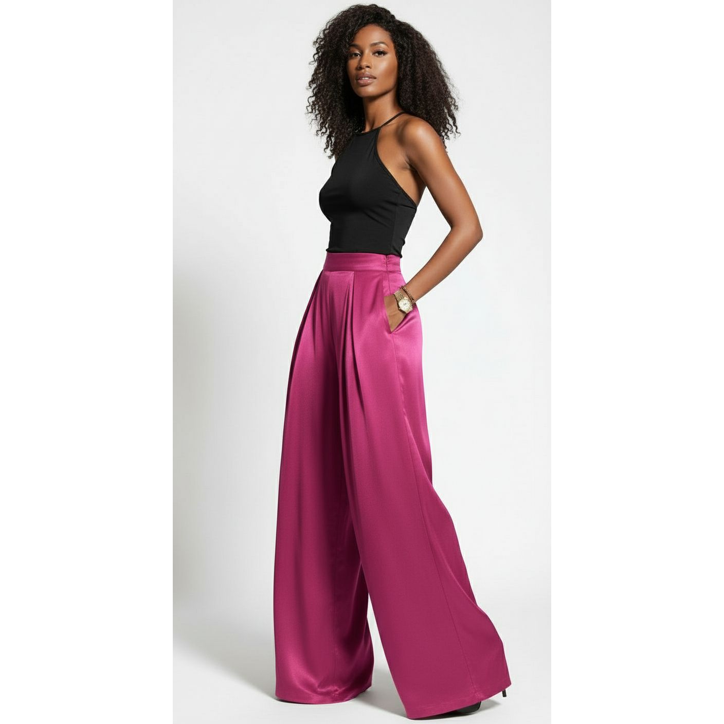 Loose Solid Color Haigh Waist Pant