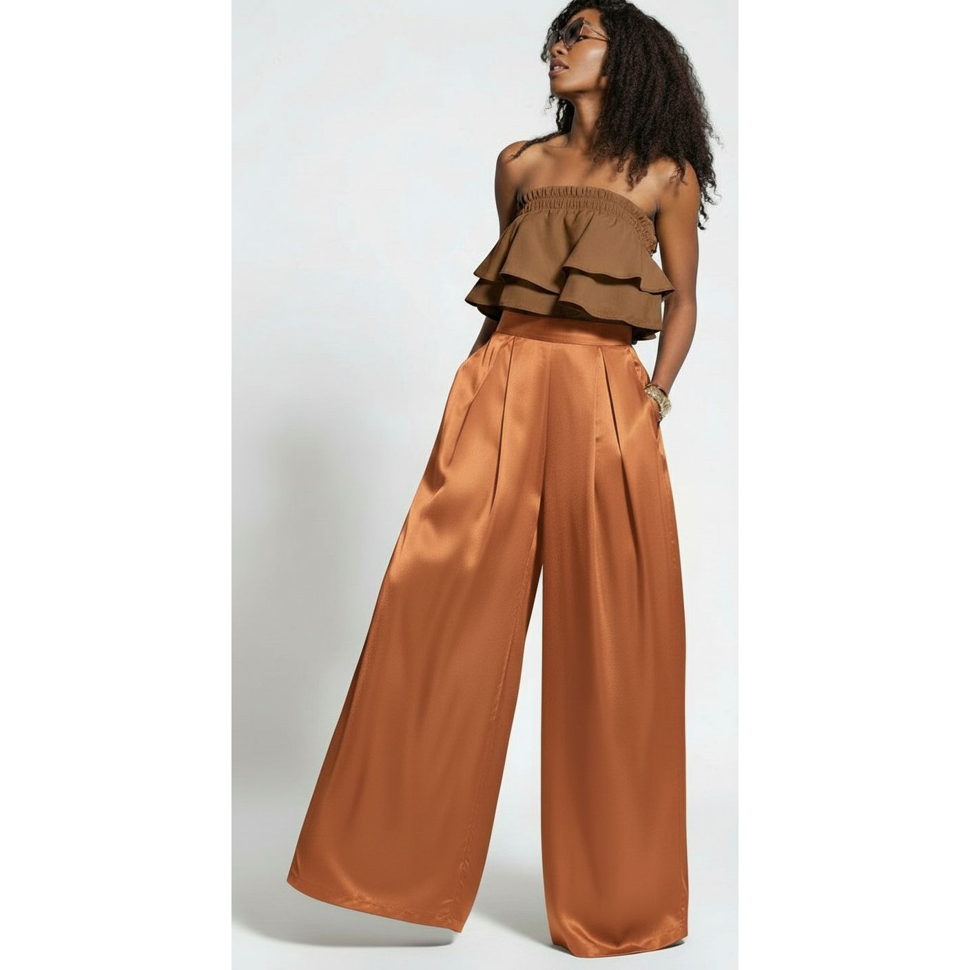 Loose Solid Color Haigh Waist Pant