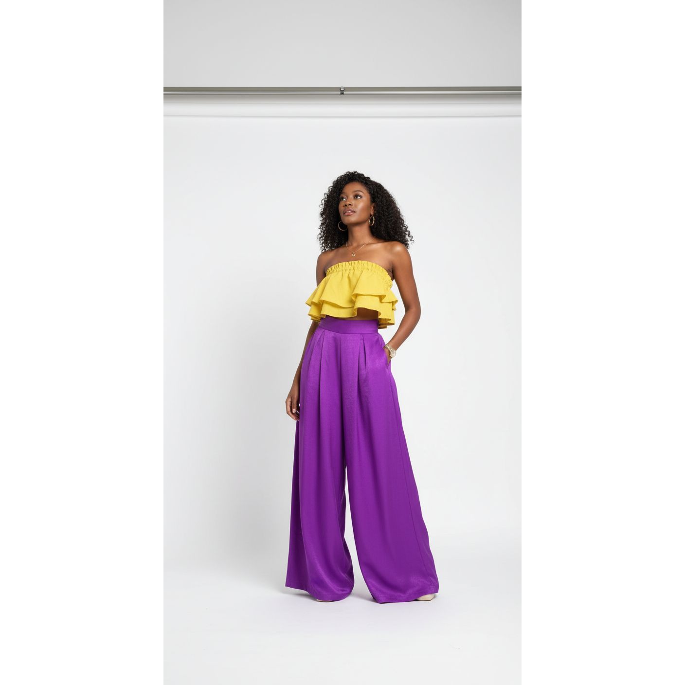 Loose Solid Color Haigh Waist Pant