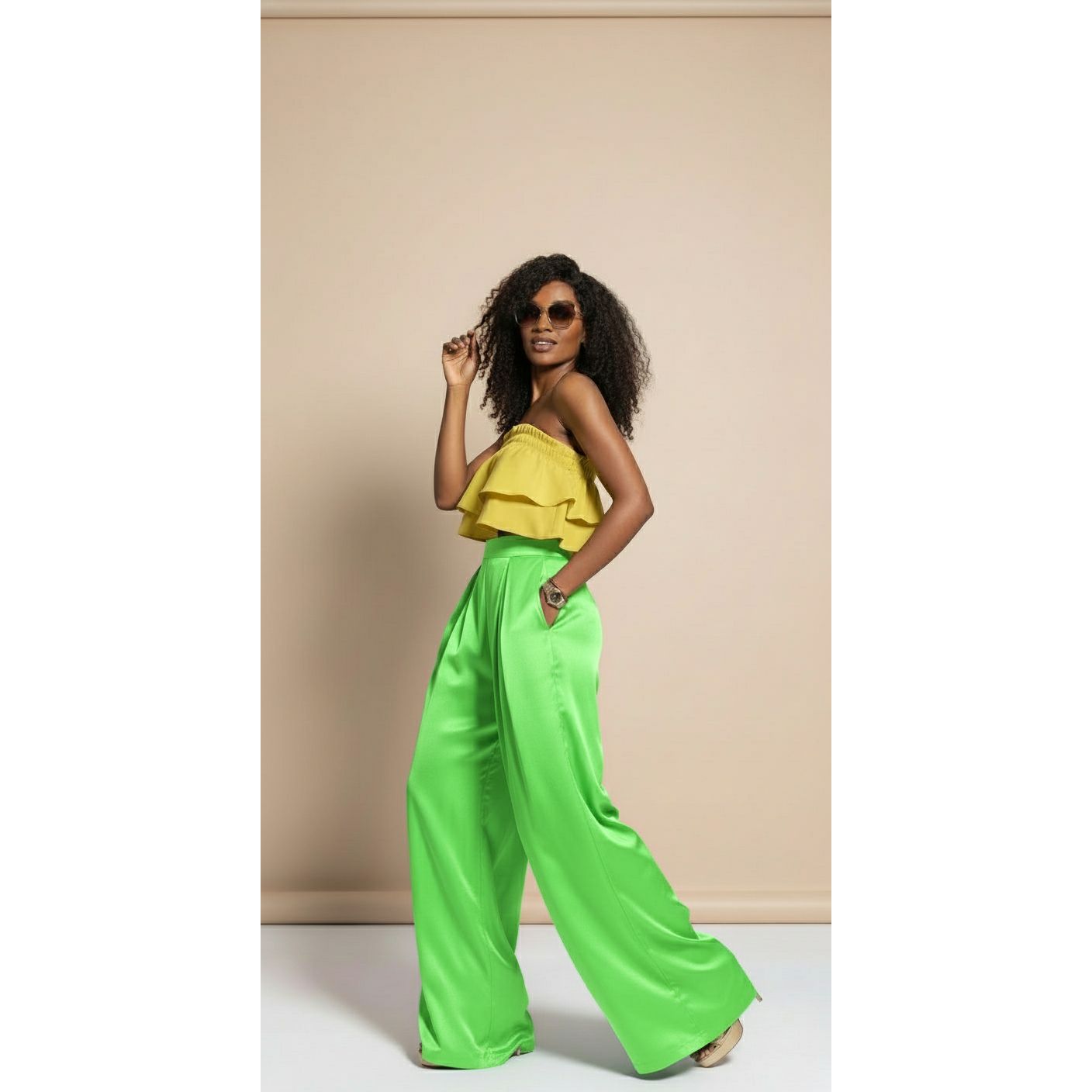 Loose Solid Color Haigh Waist Pant