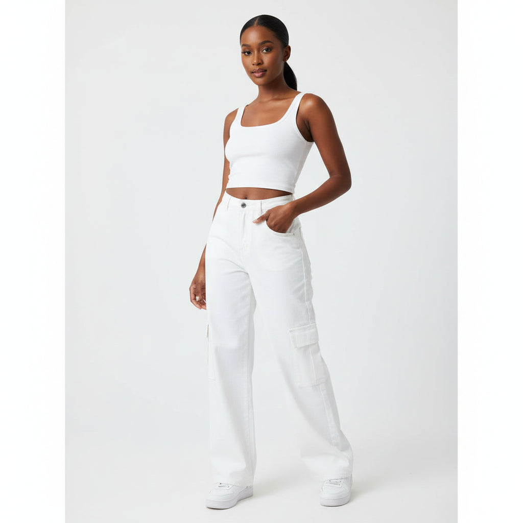 Side Pockets Wide Leg Jean