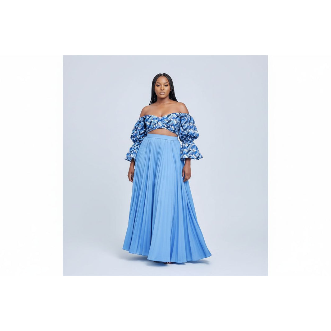 Off-Shoulder Top and Split Skirt Set