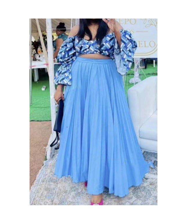Pleated Skirt And Off Shoulder Top Set