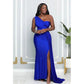 High Waisted Slit One Shoulder Maxi Dress