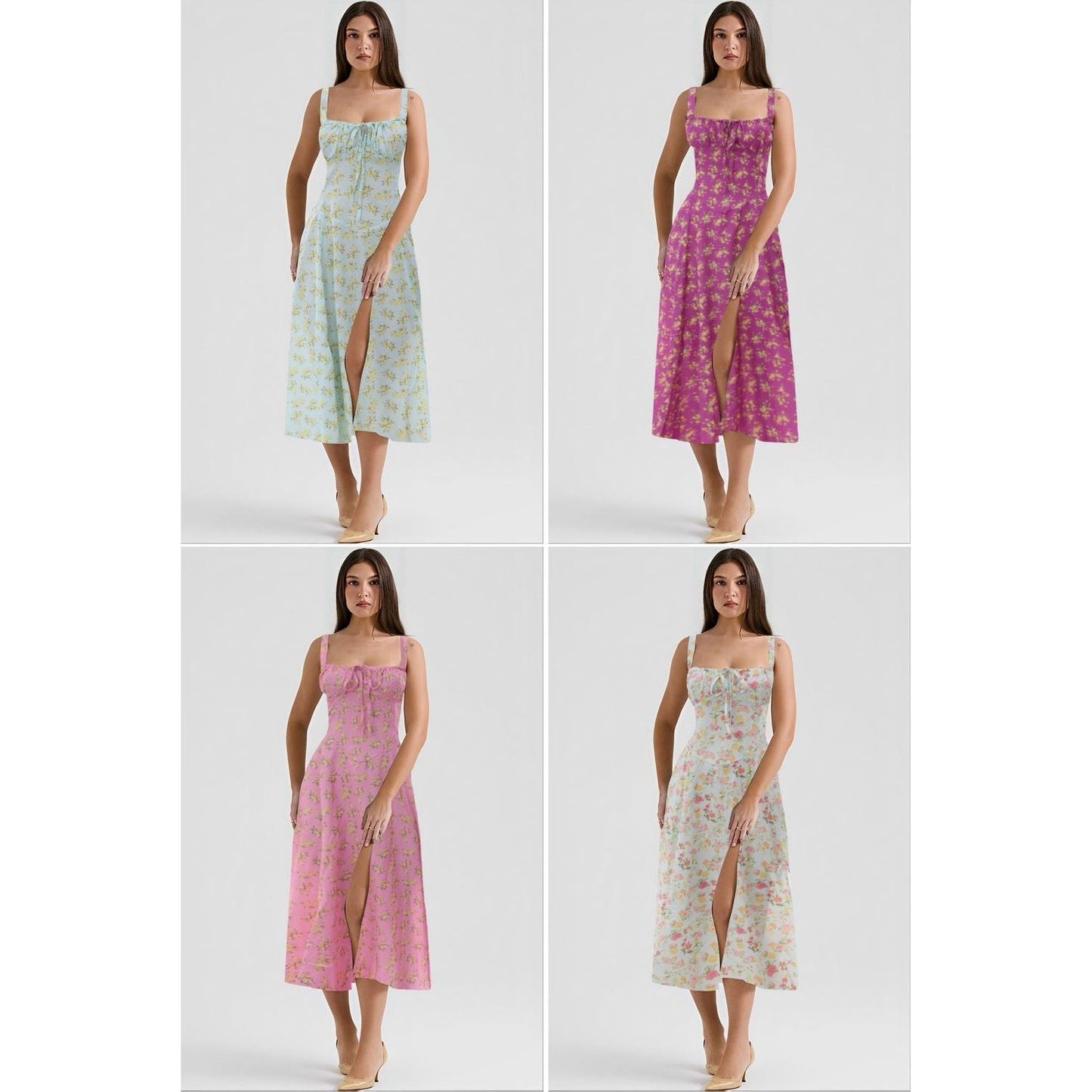 Floral Print Cotton Bustier Sundress.