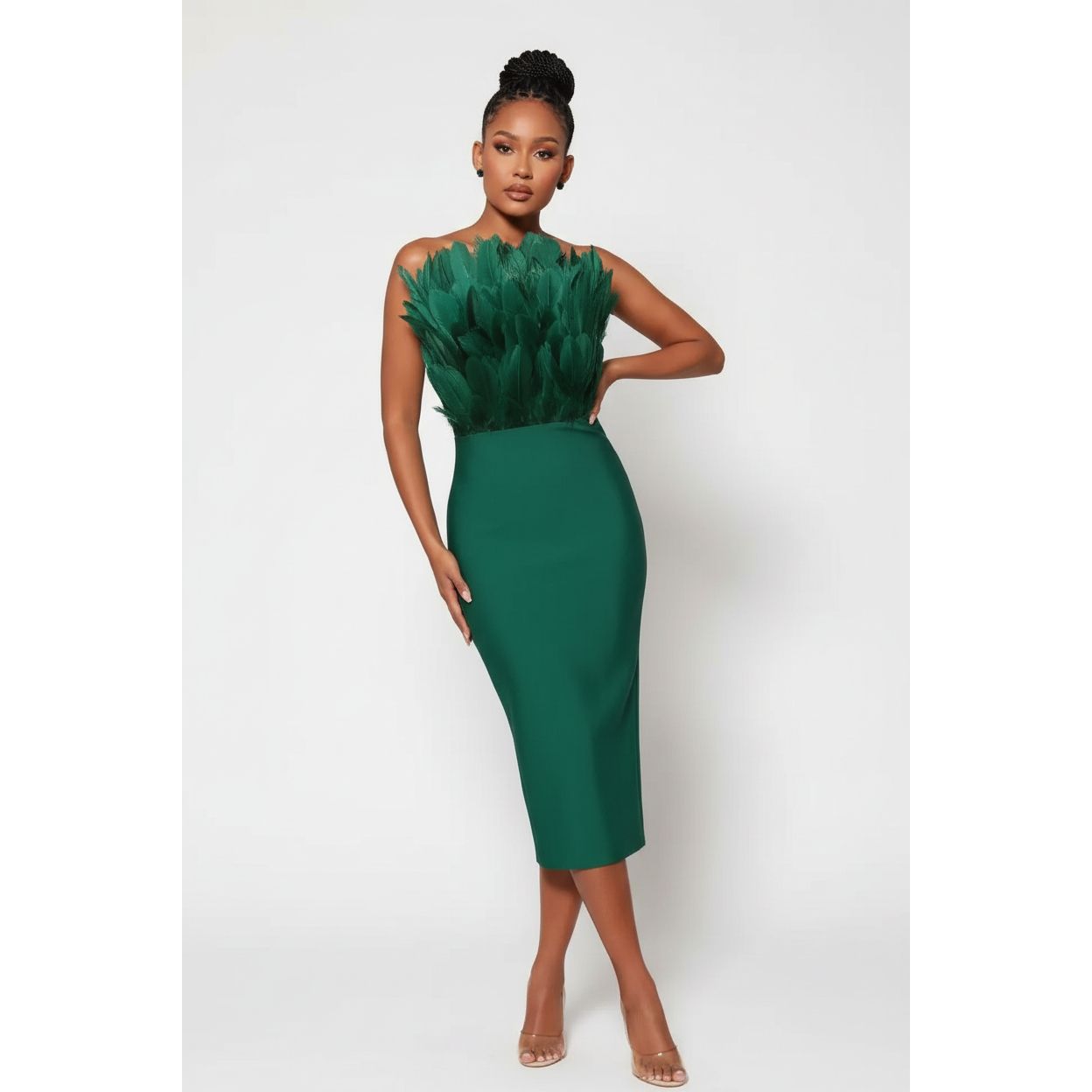 Boob Tube Feather Sexy Bodycon Dress
