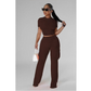Sexy Knitted Round Neck Top and Pant Set