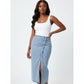 Denim Buttoned Slit Skirt