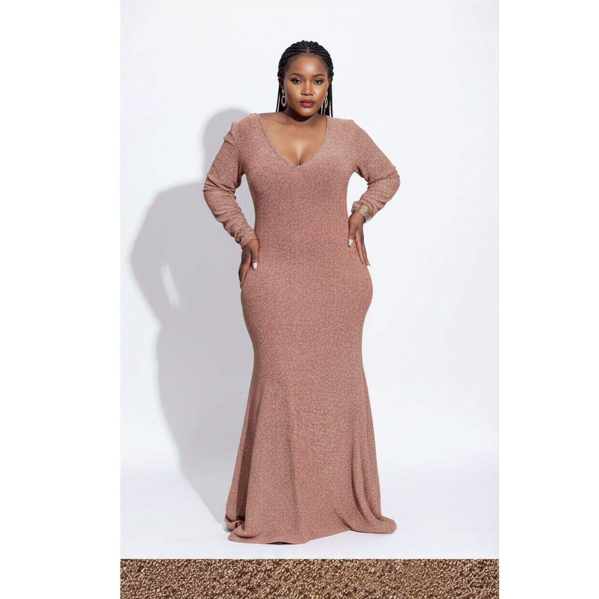 Round Neck Solid Color Maxi Dress