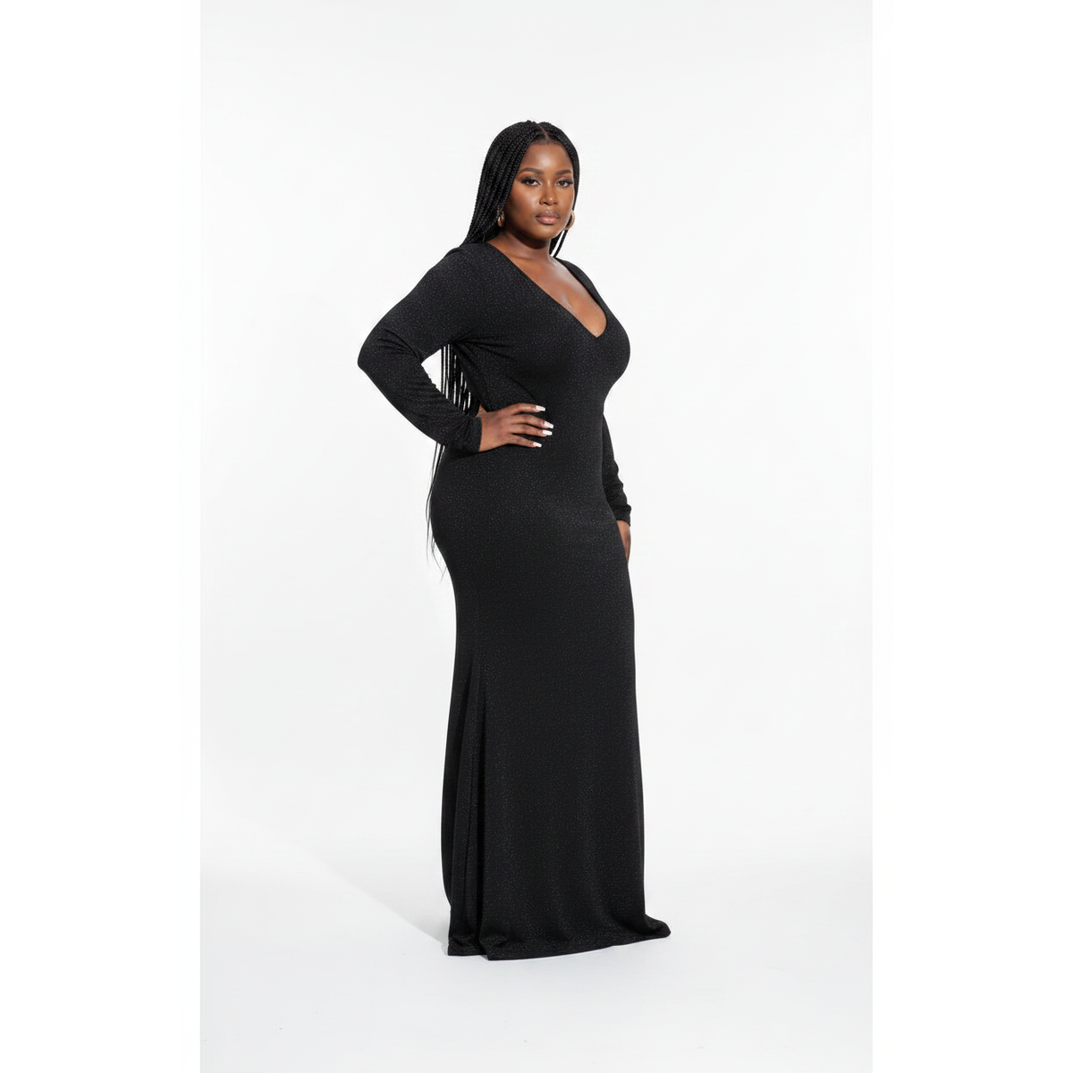 Round Neck Solid Color Maxi Dress