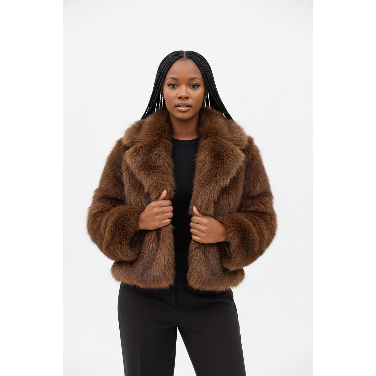 Vintage Oversized Crop Faux Fur Jacket