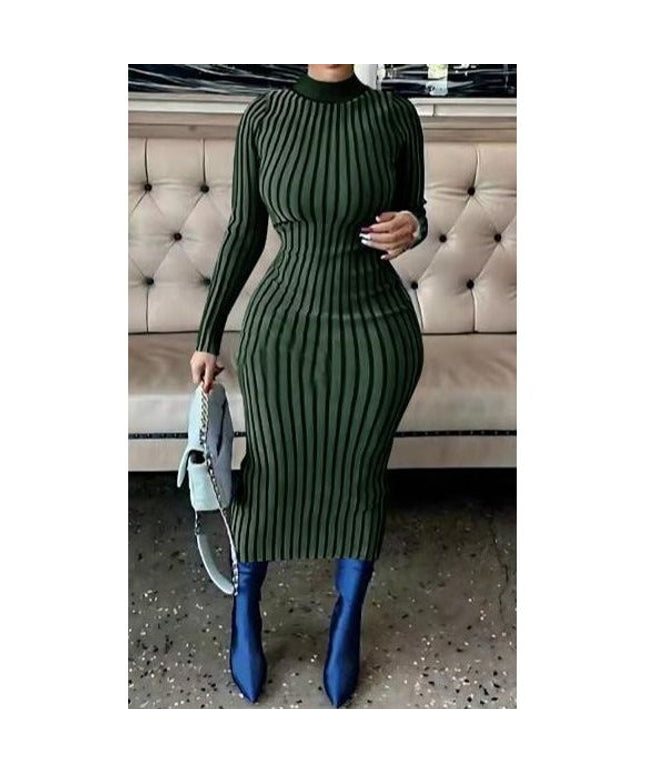 Knitted Bodycon Striped Dress