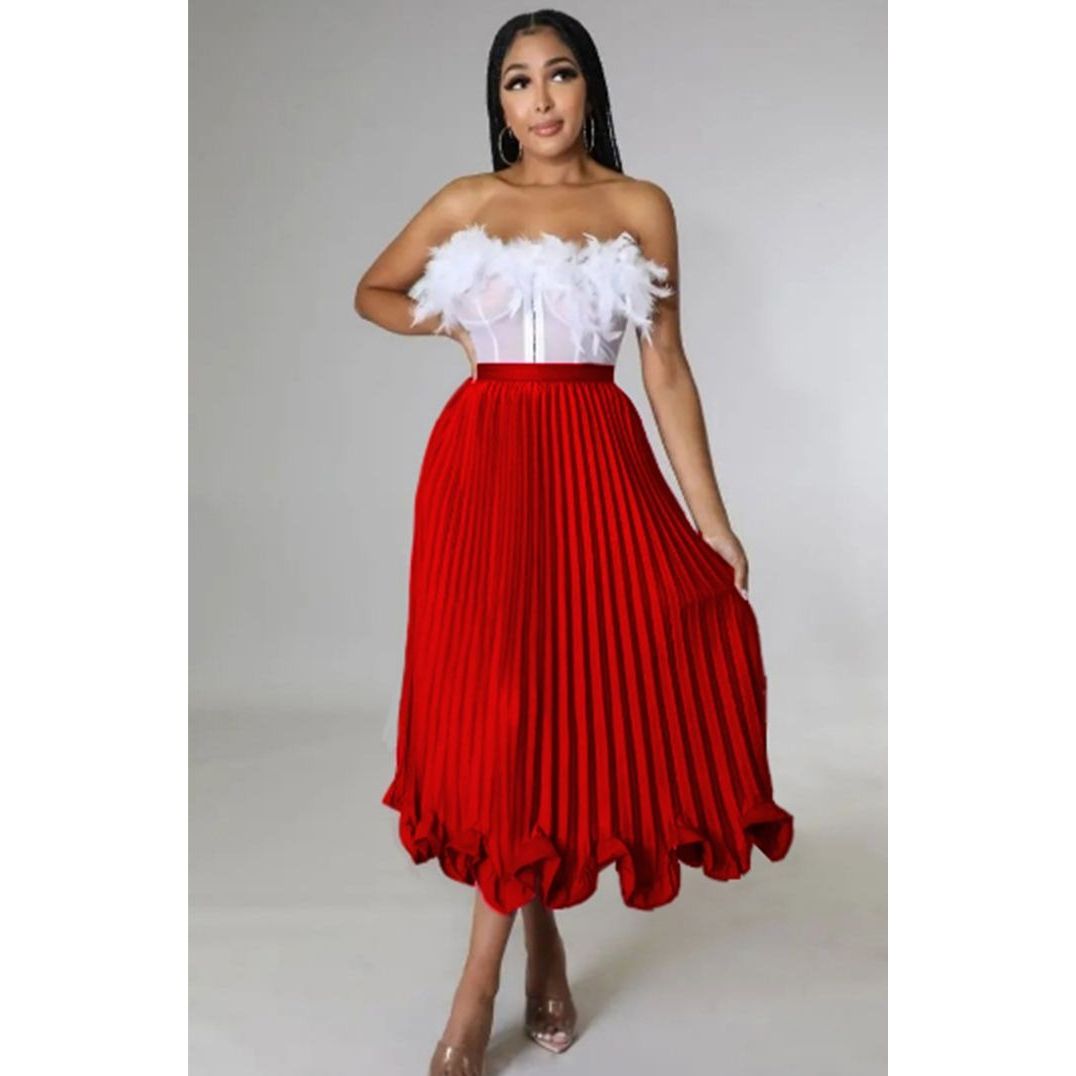 Pleated high Waisted Ruffle Skirt — YELLOW SUB TRADING