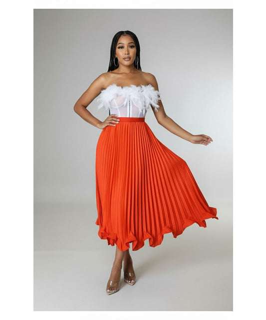 Pleated Maxi Skirt with Layered Ruffle Hem - Yellow main image 0
